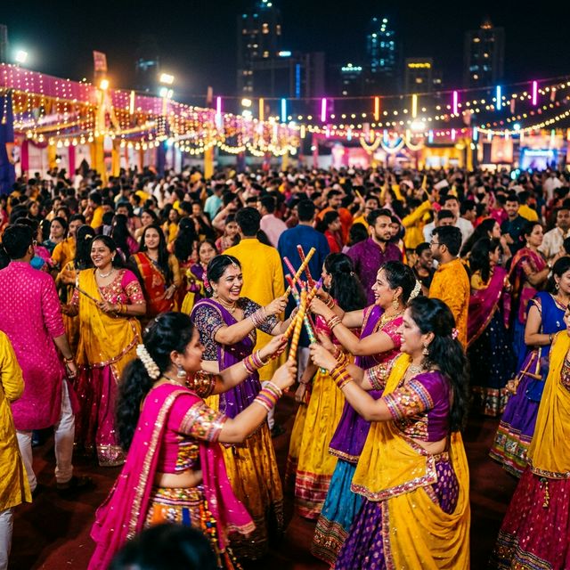 Dandiya celebration at Navratri festival Mumbai with colorful dancers